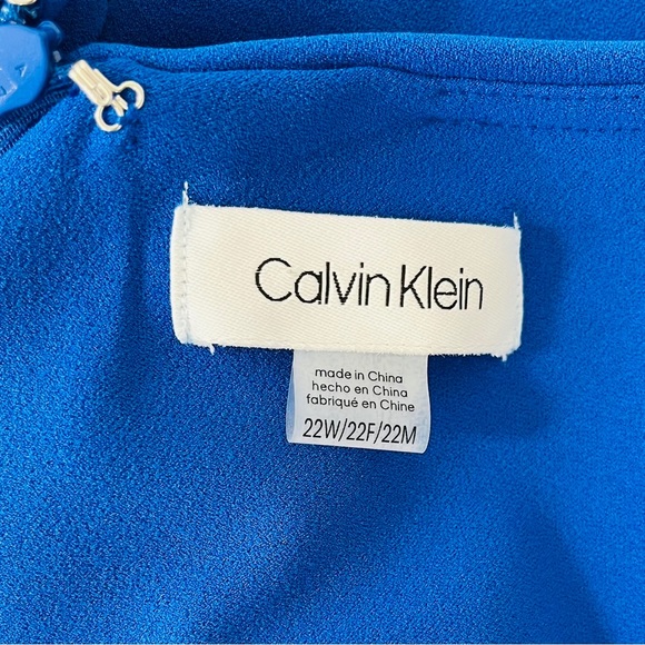 Calvin Klein Dress Womens Plus Size 22W Sheath Flutter Sleeves  Blue - Picture 7 of 10